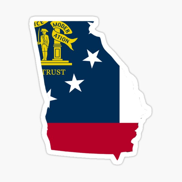 Georgia Outline With Flag Sticker For Sale By Rjburke24 Redbubble   St,small,507x507 Pad,600x600,f8f8f8.u4 