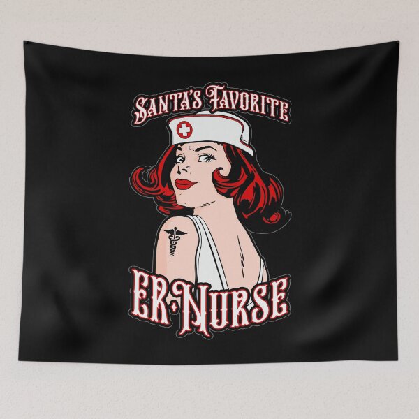 Item preview, Santas Favorite ER Nurse Christmas Vintage Pop Art Girl designed and sold by GrandeDuc.