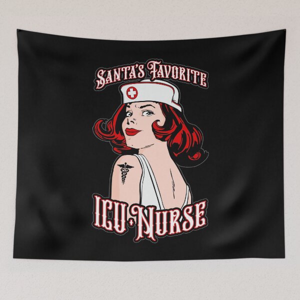 Item preview, Santas Favorite ICU Nurse Christmas Vintage Pop Art Girl designed and sold by GrandeDuc.