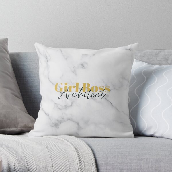 Girl Boss Architect in Marble Throw Pillow
