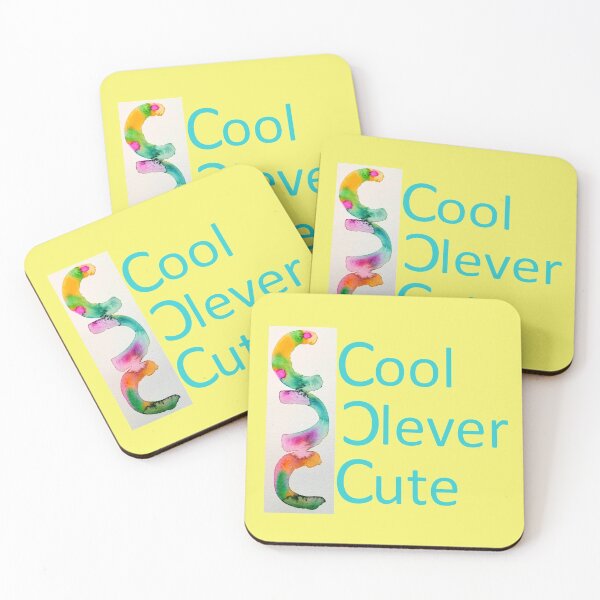 Item preview, CoolCleverCute classic logo in beautiful pastel turquoise, pink, and yellow colors designed and sold by CoolCleverCute.