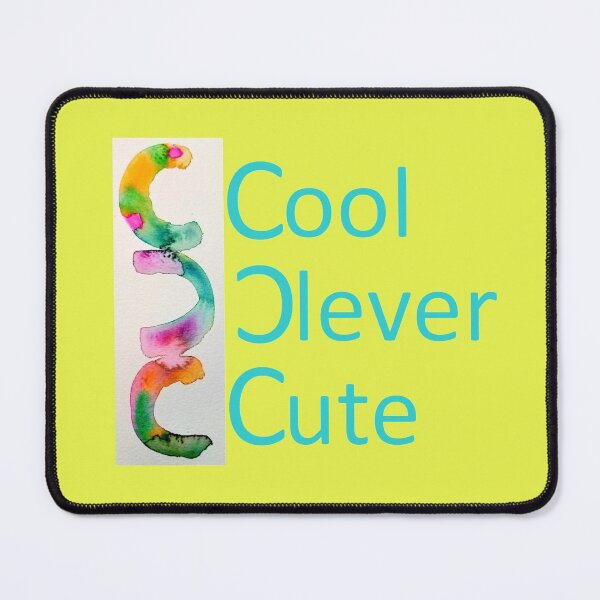 Item preview, CoolCleverCute classic logo in beautiful pastel turquoise, pink, and yellow colors designed and sold by CoolCleverCute.