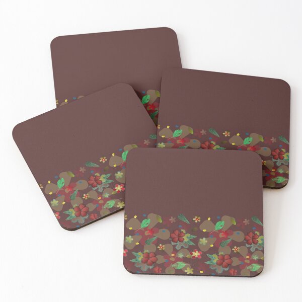 Item preview, Modern Floral Textures Border Print on Chocolate designed and sold by Stephanie Little.