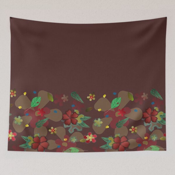 Item preview, Modern Floral Textures Border Print on Chocolate designed and sold by Stephanie Little.