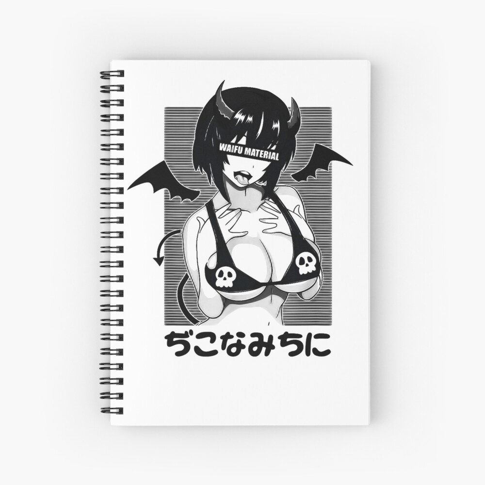 Ahegao Waifu Material Shirt Lewd Devil Anime Girl Spiral Notebook By VIJITHKHAN Redbubble