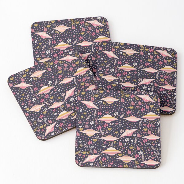 Item preview, Pink UFO Pattern with stars and crystals designed and sold by kapotka.
