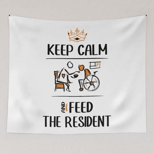 Item preview, Keep calm and feed the resident - Nursing Assistants, Caregivers. Man in a Wheelchair. designed and sold by funnycolors.