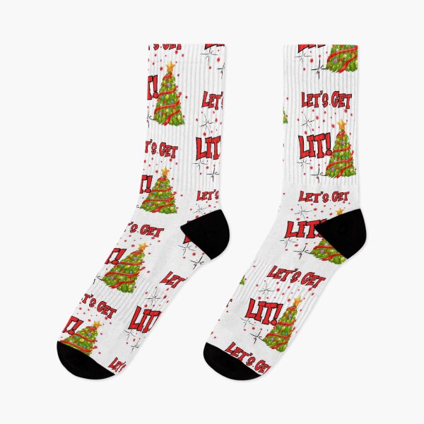 Item preview, LET'S GET LIT, FUN IDIOM, CHRITMAS LIGHTS, CHRISTMAS DRINKING, PARTY CHRISTMAS, designed and sold by R B Chrystal.