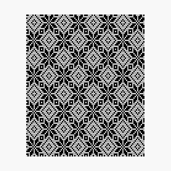 Grid Paper White and Black Geometric Nordic Pattern Photographic Print