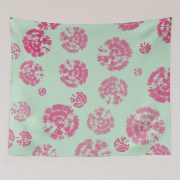 Item preview, Círculos Tie Dye en Fucsia Fedora Rosa / Magenta sobre fondo verde claro designed and sold by nabeArtist.