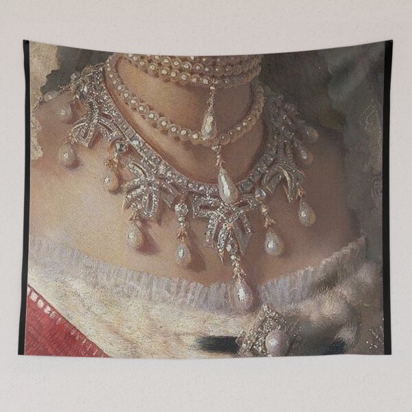 Item preview, Gorgeous Renaissance Painting of a Bejeweled Pearl and Diamond Chocker Necklace designed and sold by Bellathewilde.