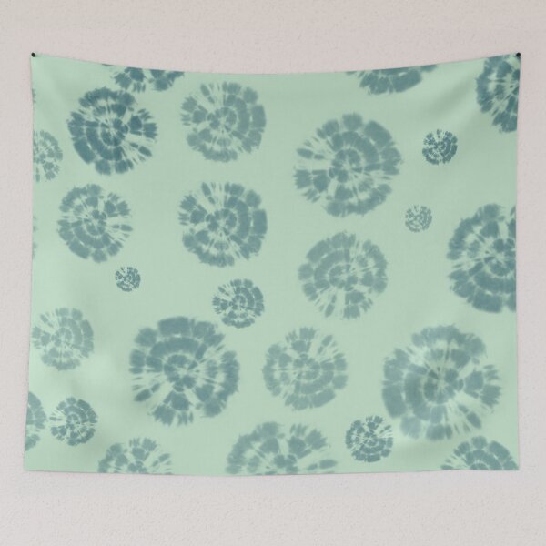 Item preview, Círculos Tie Dye en Glacier Lake Blue sobre fondo verde claro designed and sold by nabeArtist.
