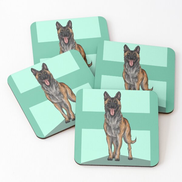 Item preview, Belgian Malinois | Cute Belgian Shepherd Dog | Turquoise Background designed and sold by shirinsart.
