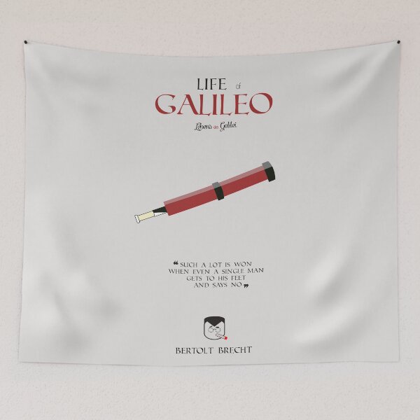 Item preview, Life of Galileo, Bertolt Brecht, book cover, minimal Illustration, with Charles Laughton, drama, play, comedy, Galileo Galilei designed and sold by Spallutos.