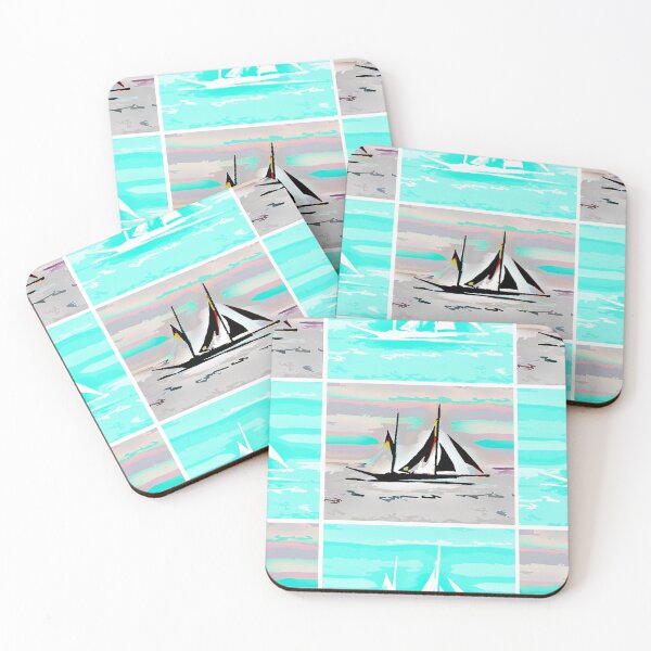 Item preview, Go With The Wind Aquamarine, White, Black Yacht Sailing designed and sold by SpiritGifts.