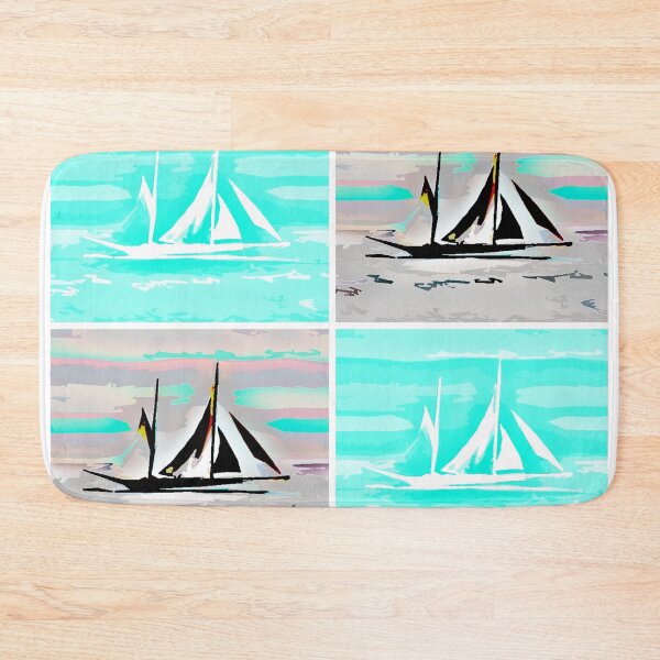 Item preview, Go With The Wind Aquamarine, White, Black Yacht Sailing designed and sold by SpiritGifts.