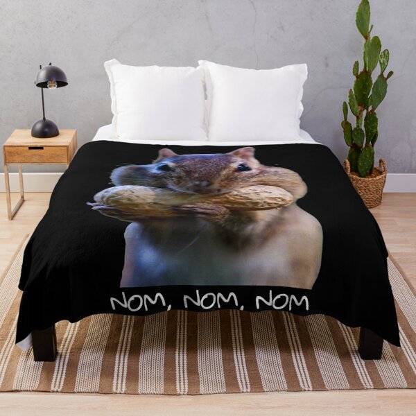 Item preview, Nom, Nom, Nom. Chubby cheek squirrel, peanut. Funny squirrel photo, handwritten white text. designed and sold by JellyBeenzz.