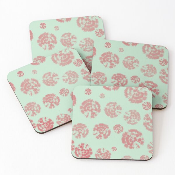 Item preview, Tie Dye Circles in Poinciana Red on Light Green Background designed and sold by nabeArtist.