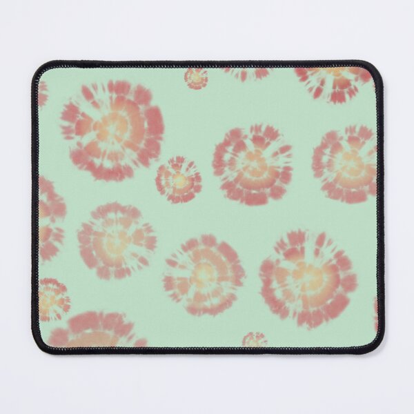 Item preview, Tie Dye Circles in Poinciana Red with Daffodil Yellow Center on Light Green Background designed and sold by nabeArtist.