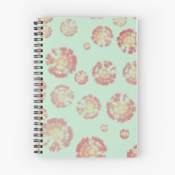 Item preview, Tie Dye Circles in Poinciana Red with Daffodil Yellow Center on Light Green Background designed and sold by nabeArtist.