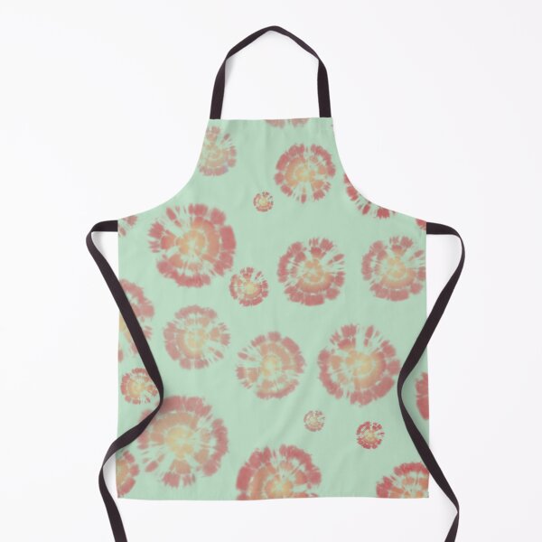 Item preview, Tie Dye Circles in Poinciana Red with Daffodil Yellow Center on Light Green Background designed and sold by nabeArtist.