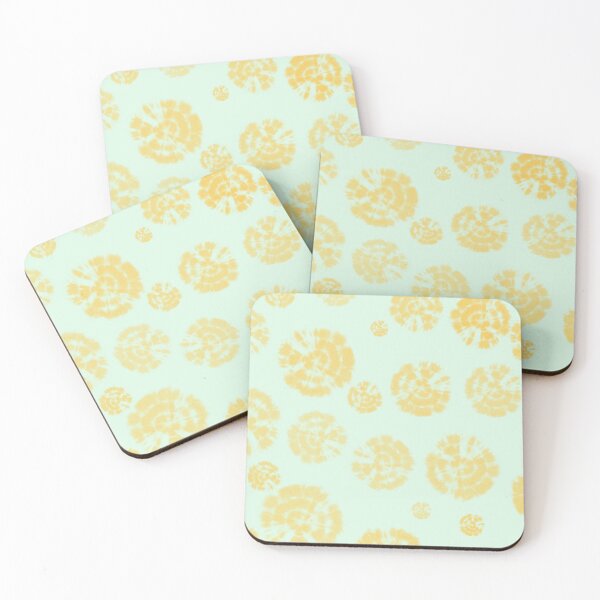 Item preview, Tie Dye Circles in Daffodil Yellow on Light Green Background designed and sold by nabeArtist.