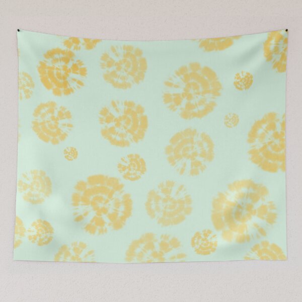 Item preview, Tie Dye círculos en amarillo narciso sobre fondo verde claro designed and sold by nabeArtist.