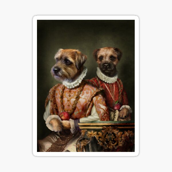 Border Terrier Dog Portrait - Holly and Ivy Sticker