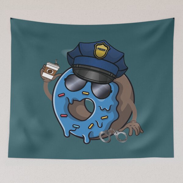 Item preview, Donut Police officer drinking coffee designed and sold by Donutlovers.