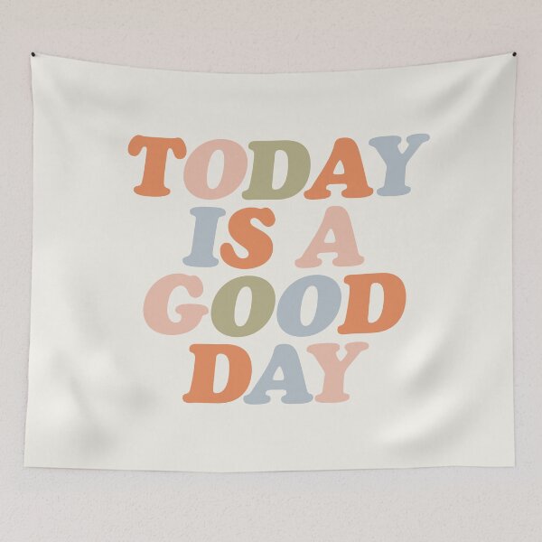 Item preview, TODAY IS A GOOD DAY peach pink green blue yellow motivational typography inspirational quote decor designed and sold by MotivatedType.