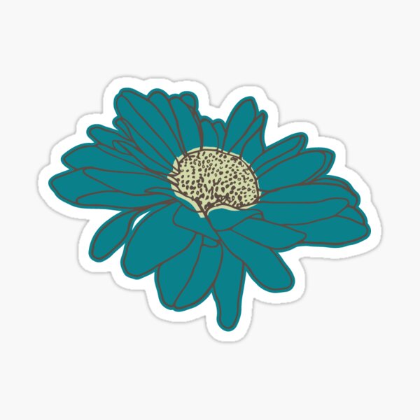 Teal Daisy Sticker Sticker
