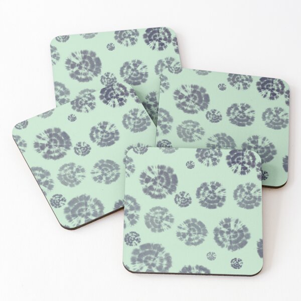 Item preview, Tie Dye Circles in Rhodonite Blue on Light Green Background designed and sold by nabeArtist.