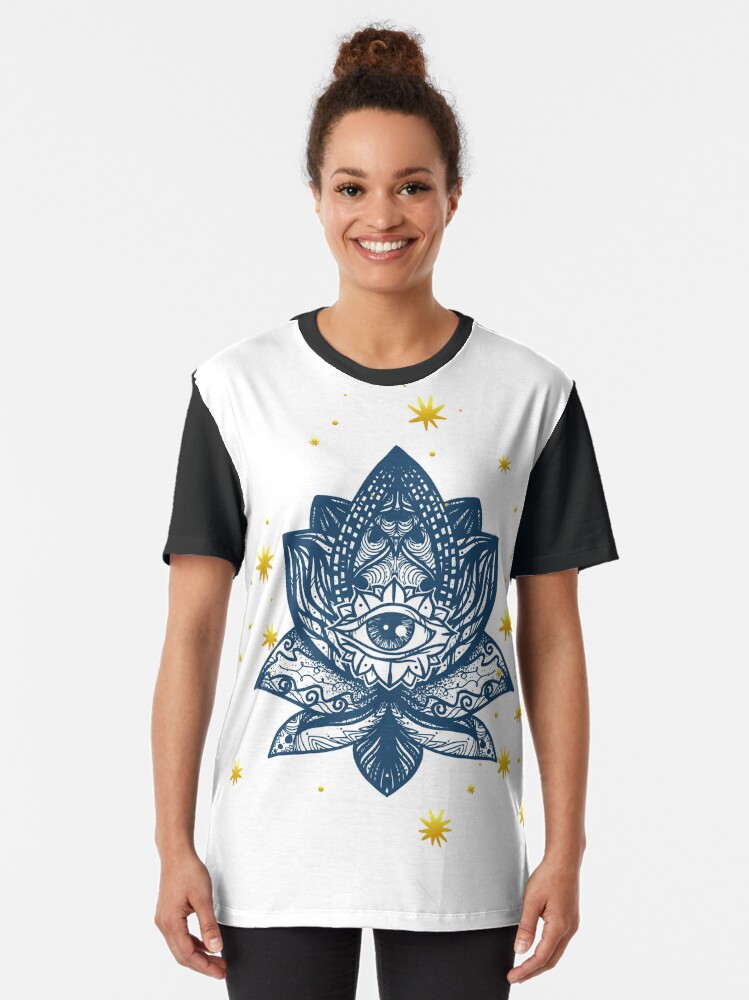 Thumbnail 2 of 5, Graphic T-Shirt, The sacred lotus designed and sold by Mantra-tshirt.