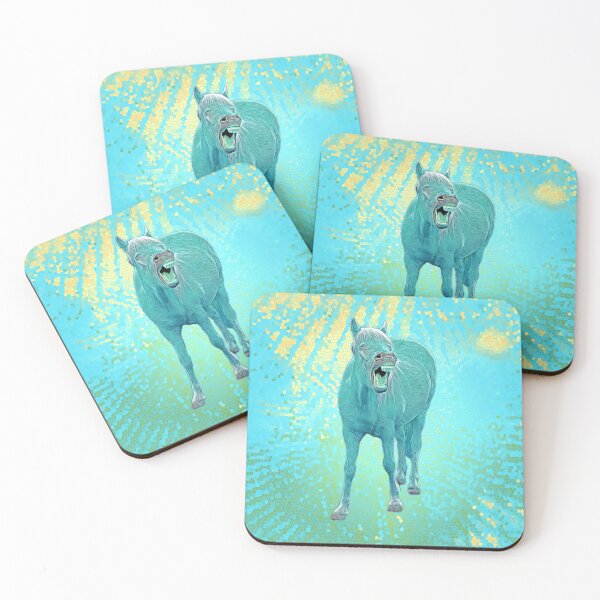 Item preview, Never stop laughing! Funny horse painting in turquoise designed and sold by MarionsArt.