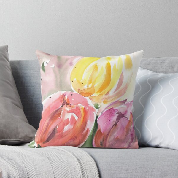 Artikelvorschau, Aquarell Pastell Tulpen Blumenstrauß entworfen und verkauft von Eledesigns.