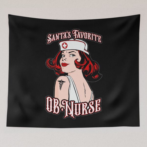 Item preview, Santas Favorite OB Nurse Christmas Vintage Pop Art Girl designed and sold by GrandeDuc.