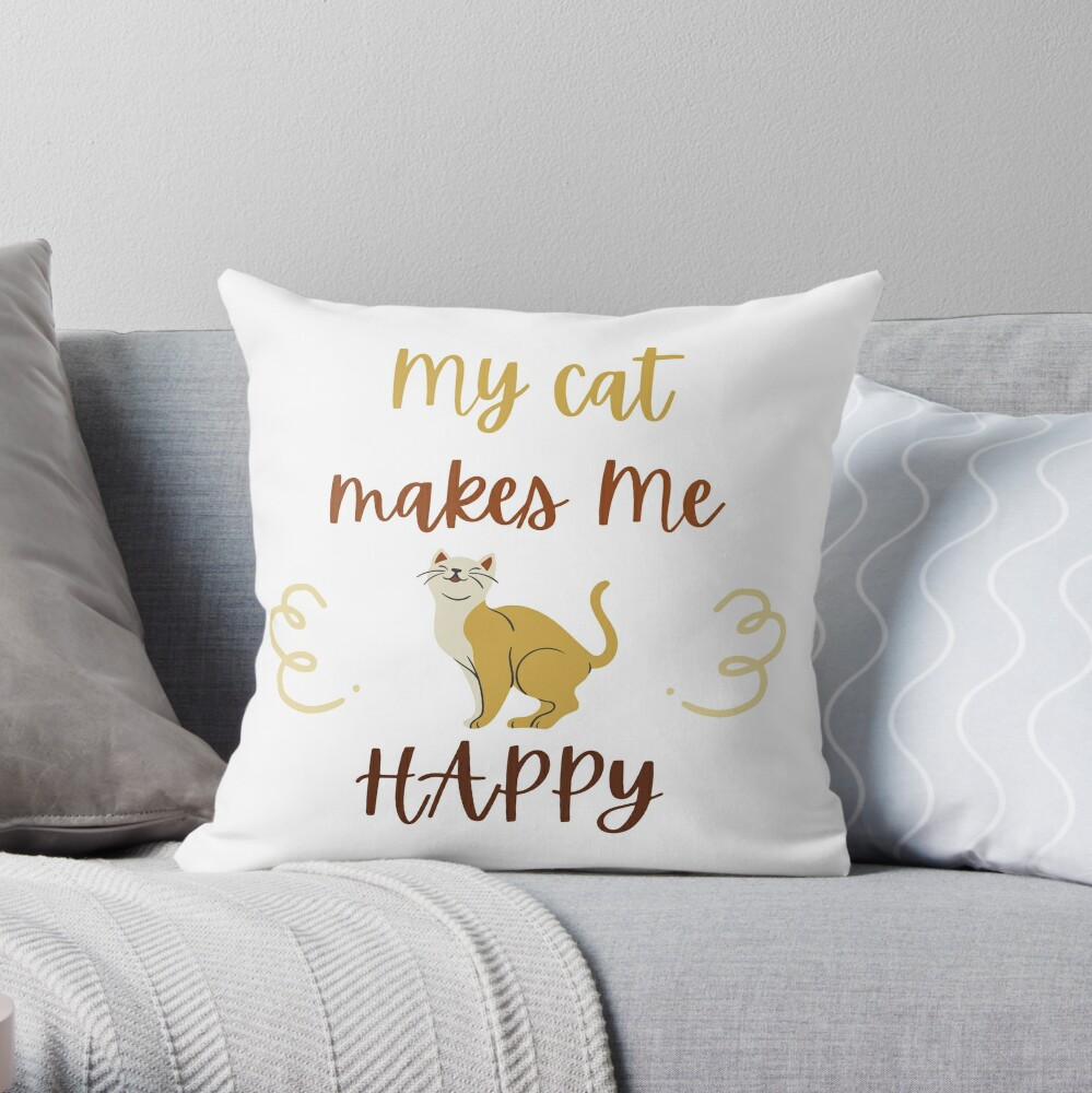 MWW Cats Make me Happy Pillow 
