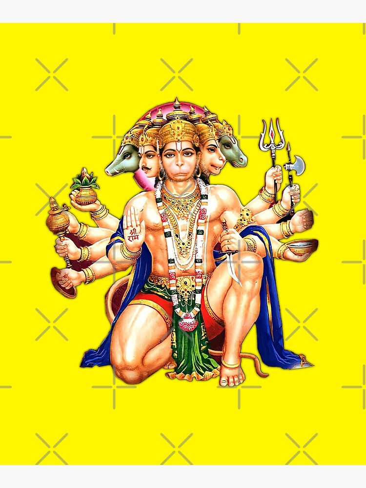 Download Panchmukhi Hanuman On Lion Throne Wallpaper | Wallpapers.com