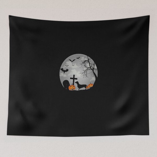 Item preview, Dachshund-And-Moon-Halloween designed and sold by JohnCenass.