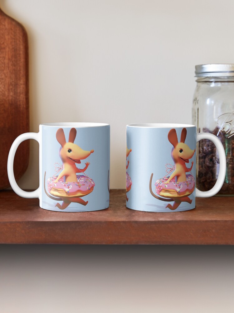 Thumbnail 2 of 6, Coffee Mug, Hiiru the Mouse with pink doughnut designed and sold by ullamermaid.