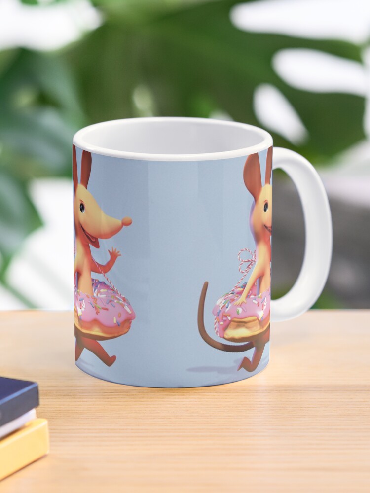 Thumbnail 1 of 6, Coffee Mug, Hiiru the Mouse with pink doughnut designed and sold by ullamermaid.