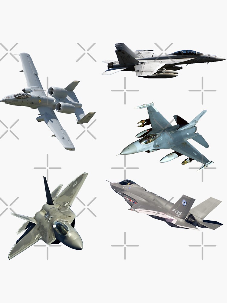 Thumbnail 3 of 3, Sticker, Sticker pack aircraft fighter jets designed and sold by Sithukyaw.