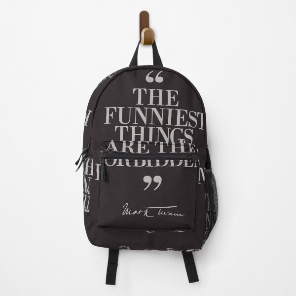 Item preview, Mark Twain, "The funniest things are forbidden", fun, quote, smile, with original signature, Dark version designed and sold by Spallutos.