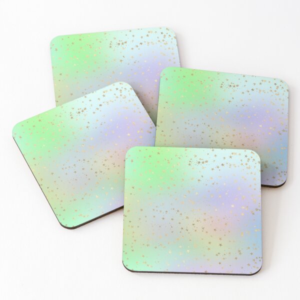 Item preview, Sparkly gold foil stars on a green, purple, and blue rainbow background designed and sold by AnnieHochmann.