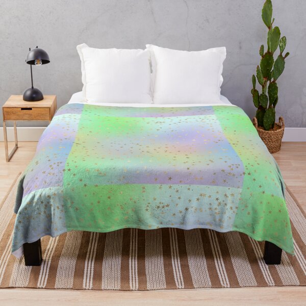 Item preview, Sparkly gold foil stars on a green, purple, and blue rainbow background designed and sold by AnnieHochmann.