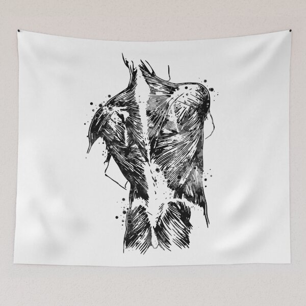 Item preview, Human Back With Muscles Black and White Anatomy Gift designed and sold by LotusGifts.