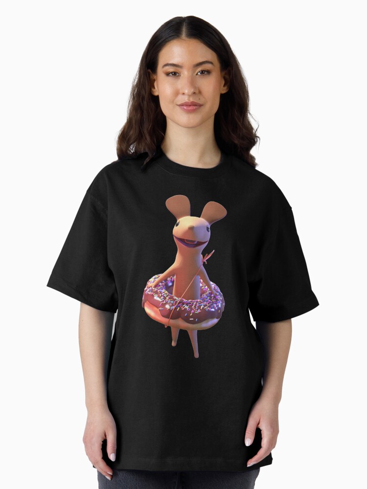 Thumbnail 1 of 7, Oversized T-Shirt, Hiiru the Mouse found a chocolate doughnut designed and sold by ullamermaid.