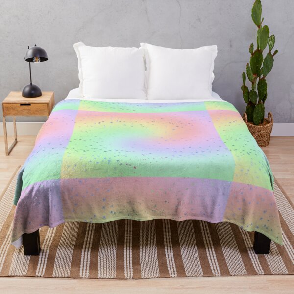Item preview, Sparkly silver foil stars on a swirly pink, green, violet, and yellow pastel rainbow background designed and sold by AnnieHochmann.