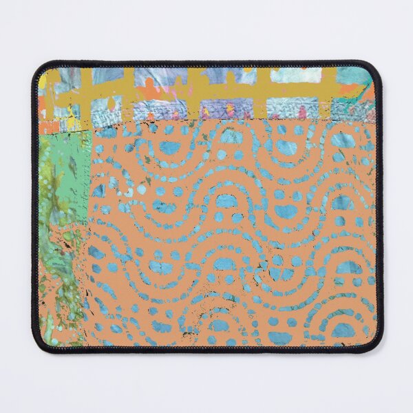 Item preview, Terracotta Fiber Art Collage of waves on beach designed and sold by djrunnels.