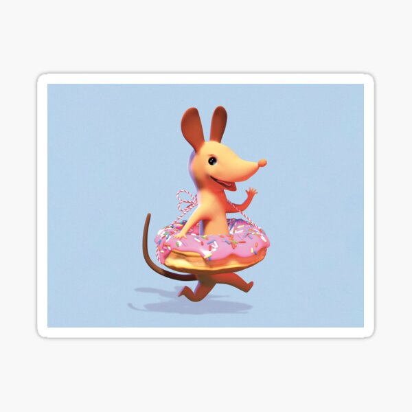 Hiiru the Mouse with pink doughnut Sticker